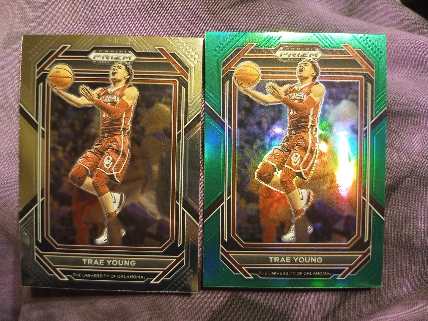 Trae Young 2023 Prizm Draft Picks #54 Green & Base  Prizm-Oklahoma Sooners/Hawks