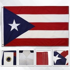 Embroidered Puerto Rico Flag 3x5ft 210D Oxford Polyester Puerto Rican PR Flag