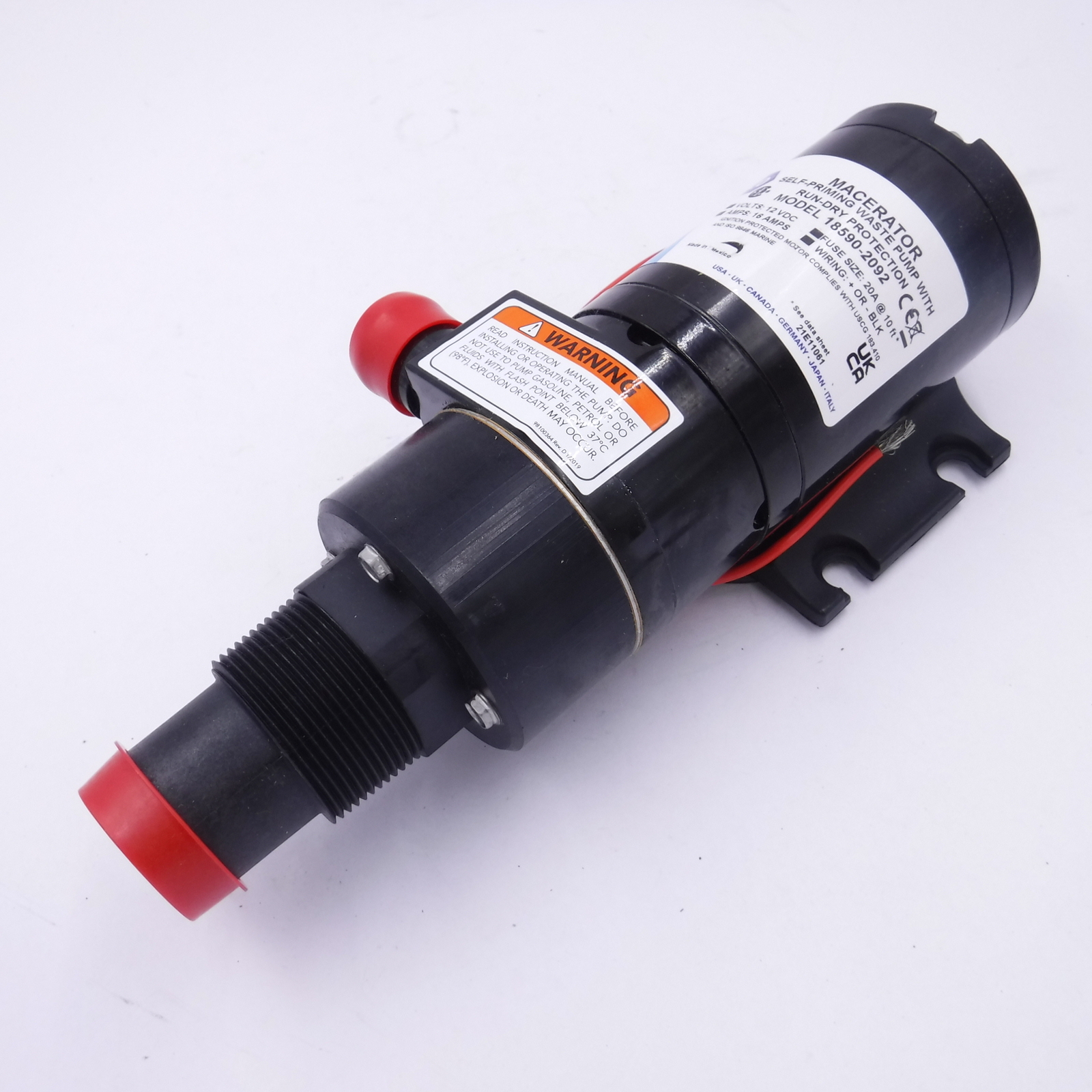 Jabsco 185902092 Macerator Waste Pump 12V DC Marine SelfPriming 11/2