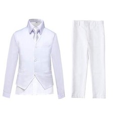 Suits for Kids Size 2T Suit Boys White Tuxedo Suit 4 Pieces Vest Set Slim Fit...