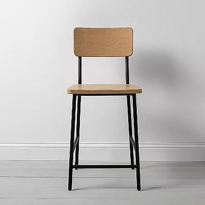 Wood Steel Counter Stool Black Hearth Hand with Magnolia