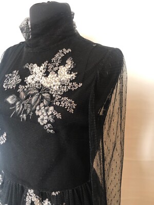 RED VALENTINO FLORAL EMBROIDERED TULLE DRESS Size IT 44 / L | eBay