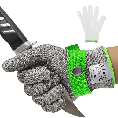 Level 9 Cut Resistant Wire Mesh Gloves for Meat Cutting Oyster Shucking Large