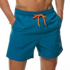 Men's Swim Trunks Quick Dry Beach Shorts with Pockets Medium Peacock Blue/DL
