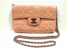 Chanel Classic Single Flap Pink Camellia Purse Patent Leather Rose