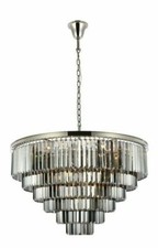 Chandelier Ceiling Light Fixture Foyer Dining Room Polished Nickel Crystal 44 in