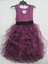 PRE-OWNED SZ 6 BONNIE JEAN GIRL'S PURPLE SLEEVELESS DRESS W/ ORGANZA RUFFLES