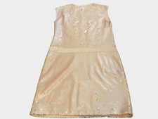 Halston Heritage sequin Champagne gold shift dress sz 4 FABULOUS Sexy Style EUC