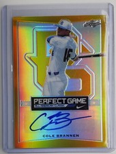 2016 Leaf Perfect Game Prismatic Gold Cole Brannen Autograph RC 1/1 Auto
