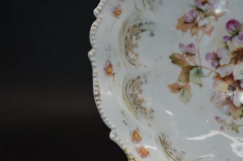 RS Prussia Steeple Germany Mold 343 Bowl 8-3/4" Pink Yellow Flowers - Picture 6 of 9