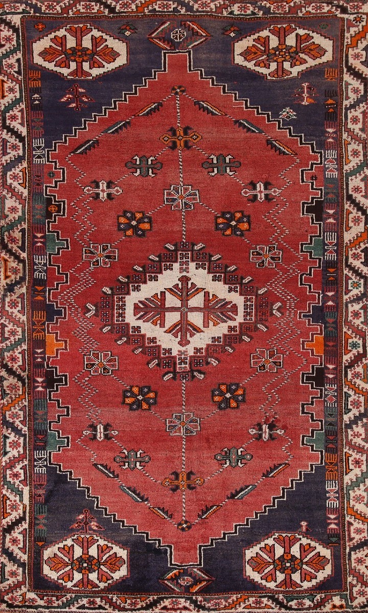 Vintage Geometric Abadeh Tribal Wool Hand-knotted Area Rug 5'x8