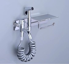 Chrome Stainless Steel Diaper Bidet Sprayer W/2m Spring Telephone Hose Valve Set