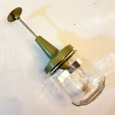Arcoroc Food/Nut Chopper MCM VTG Kitchen Decor Avocado Green Plastic Plunger Lid