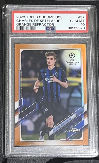 2020-21 Topps Chrome UCL - Orange Refractor /25 PSA 10 Charles De Ketelaere
