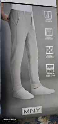 NWT Marc New York Men s Commuter Pant Slim Fit 4 Way Stretch Grey 38Wx30L