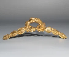 Antique French Gilded Bronze Furniture Pediment Decoration Laurel and Ribbons
