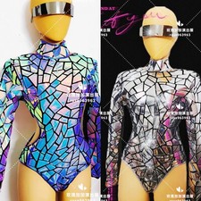 Dance Performance Costume Full Set DJ Christmas Waist Hollow Out W/Glasses