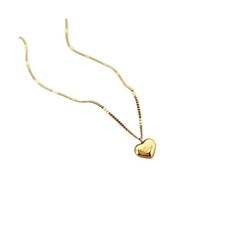 18K gold plated Love engraved heart pendant necklace with 15.5 inch Cuban lin...