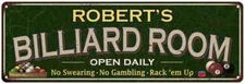 ROBERT'S Billiard Room Sign Green Metal Game Room Gift Decor 106180106006