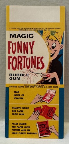 1960s Topps MAGIC FUNNY FORTUNES Gum Wrapper YOU WILL BE THE CENTER OF... Scarce