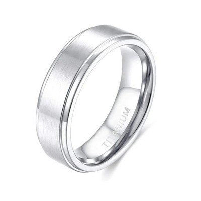 Wedding Band Titanium Brushed Silver Round 4mm 6mm 8mm Engagement Jewelry Union