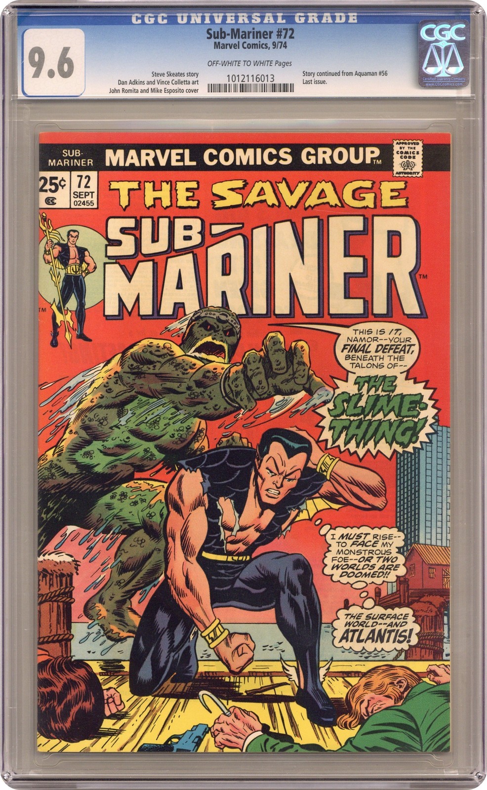 Sub-Mariner #72 CGC 9.6 1974 1012116013