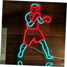 Boxing Neon Signs for Wall Decor,LED Neon Light, Dimmable USB boxing red
