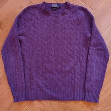 Polo Ralph Lauren 100 Cashmere Purple Cable Knit Sweater XS