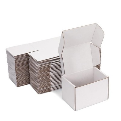 Small White Corrugated Shipping Boxes 6x4x4 Inches, 25 Pack