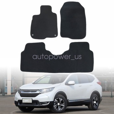 Fits 2017-2022 Honda CRV CR-V Front & Rear Floor Mats Carpet Black Velour 3PCS