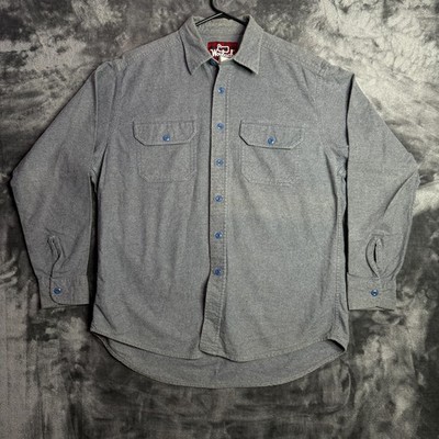 Vintage Woolrich Mens Gray Double Pocket Long Sleeve Size XX-Large Collard Shirt