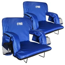 Stadium Seat with Back Support - Comfy Wide - Width 22.5 Inches 2 Blue, 2 Pack