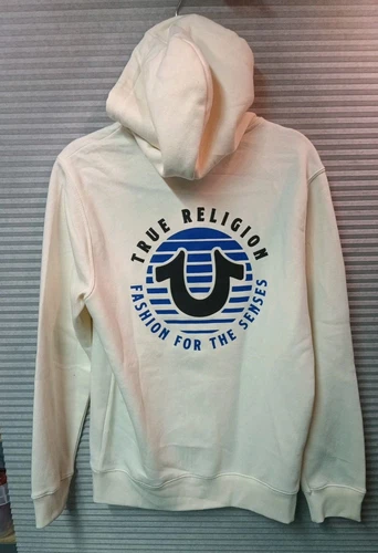 OFF WHITE felpa con cappuccio zip uomo true religion taglia small panna avorio bianco sporco.