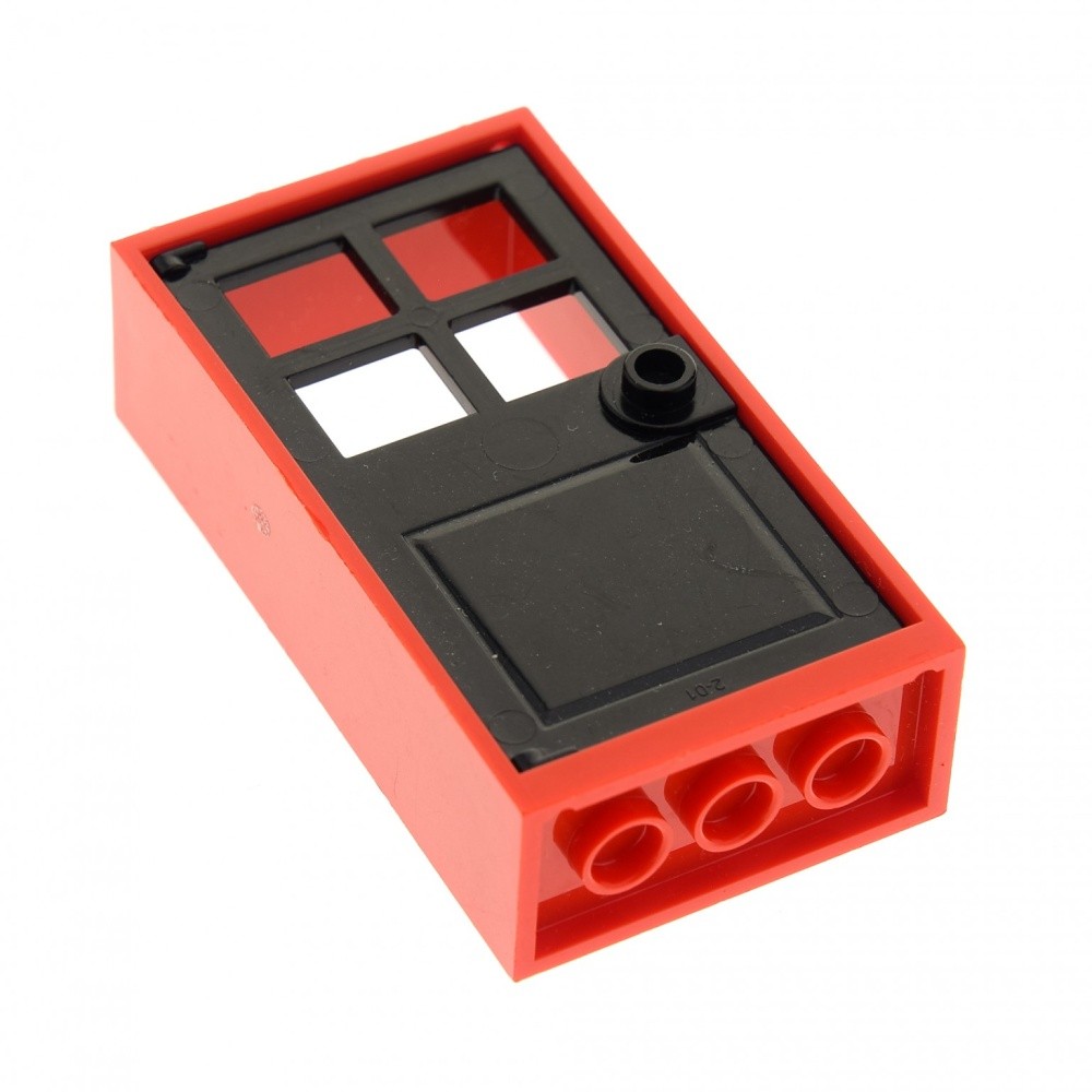 1x Lego Door Frame 2x4x6 Red Door Leaf 1x4x6 Black 4521208 60623 4528139 60599