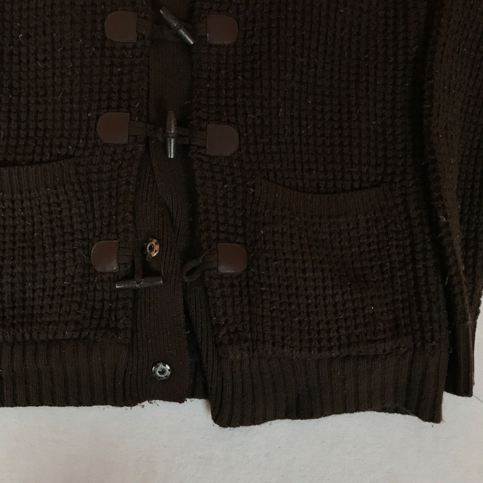 Weatherproof Waffle Toggle Button Chunky Knit Bro… - image 4