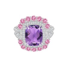 Art Deco Ring 1.3 CTW Cushion Amethyst 925 Sterling Silver Bridal Cocktail Ring