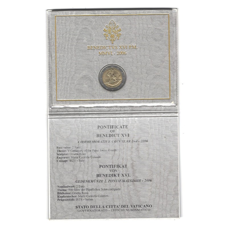 2 euros commémorative Vatican 2006 - Gardes Suisse en coffret BU.