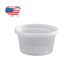 8 oz Heavy Duty Round Plastic Deli Containers with Lids 25, 50, 100 or 250 Ct 