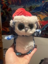 Rare 2014 Ty Beanie Boos Icicles The Blue Owl 6" Christmas Holiday Plush