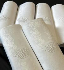 6 servilletas antiguas francesas de damasco con corona finamente bordada de un conde francés