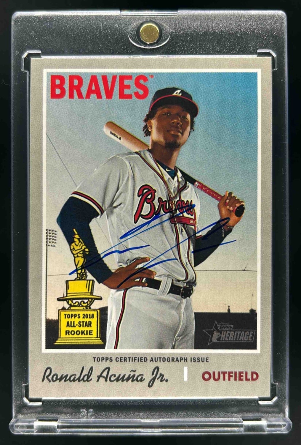 2019 Topps Heritage Ronald Acuna Jr. Real One High Number Auto #ROA-RA Braves