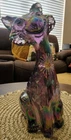 FENTON IRIDESCENT CARNIVAL GLASS ALLEY CAT HAND Painted C.Smith UV Reactive