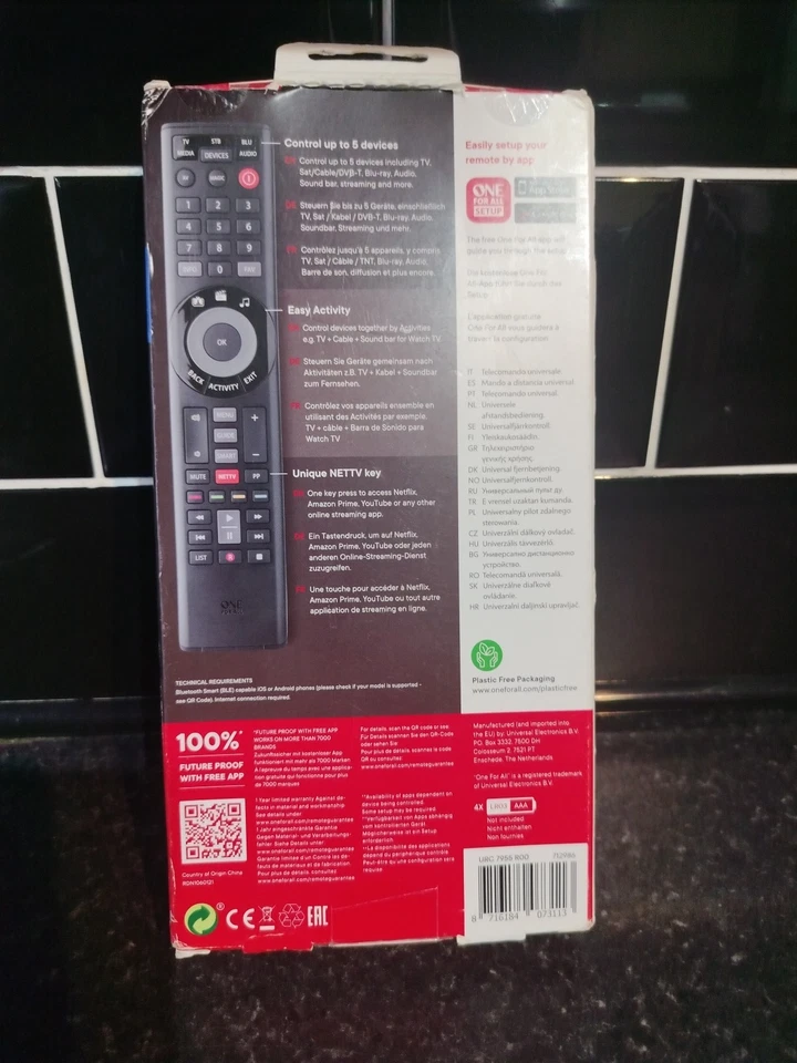 One For All  Smart Universal Remote Control - 5 Devices URC7955. Brand New.  - Image 4 of 4