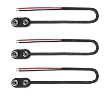 9V Battery Snap On HardShell Clip Connector With Insulated Wires 3 PCS