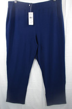 -NWT Eileen Fisher Blue Slim Crop Pant w/Slit Washable Stretch Crepe Sz L