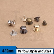 4/5/6/8/10mm Sam Browne Screws Studs Round Head Button Rivet for Leather Crafts
