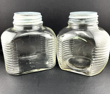 Hazel Atlas Coffee Jars with Zinc Lids Rib Sided Jars 2 Styles Lot of 2 Jars