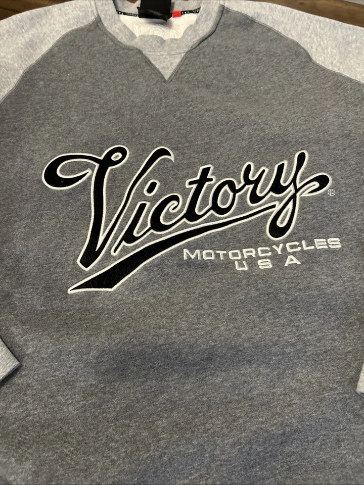 Victory Motorcycles EE. UU. Sudadera Para Hombre XL Gris Raglán Cuello Redondo Pullover Usada en Excelente Condición Foto 3 de 4