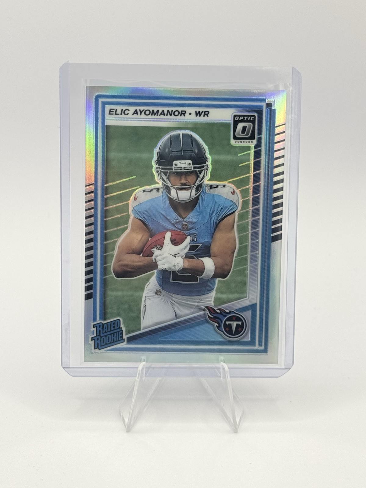 2025 Panini Donruss Optic - Rated Rookie Elic Ayomanor #235 Holo Prizm (RC)