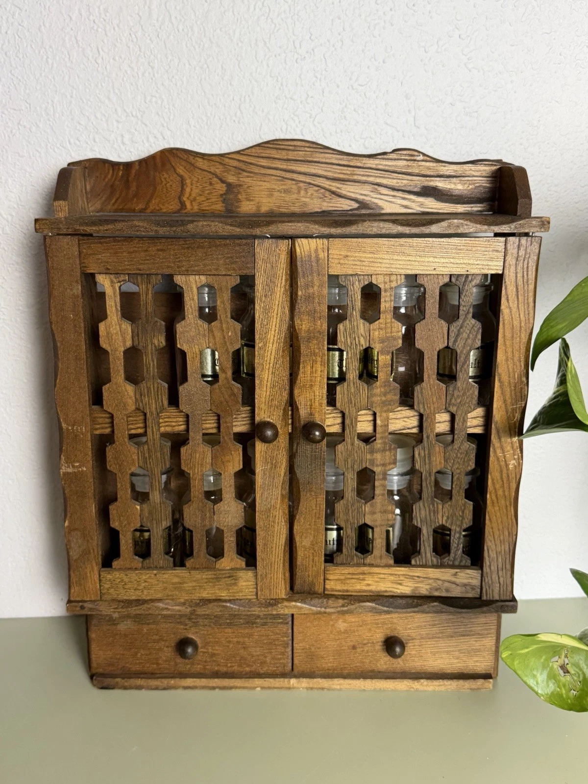 Vintage Japan Wood Spice Cabinet Wall Rack Glass Jars Drawers Apothecary MCM
Opens in a new window o